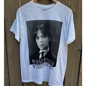 Wednesday Adams Jenna Ortega Shirt What Would Wednesday Do White & Black Size MW